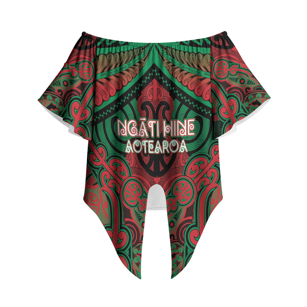 Aotearoa Iwi Ngati Hine Personalised Off Shoulder Wrap Waist Top Maori Kowhaiwhai Pattern