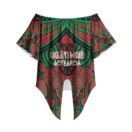 Aotearoa Iwi Ngati Hine Personalised Off Shoulder Wrap Waist Top Maori Kowhaiwhai Pattern