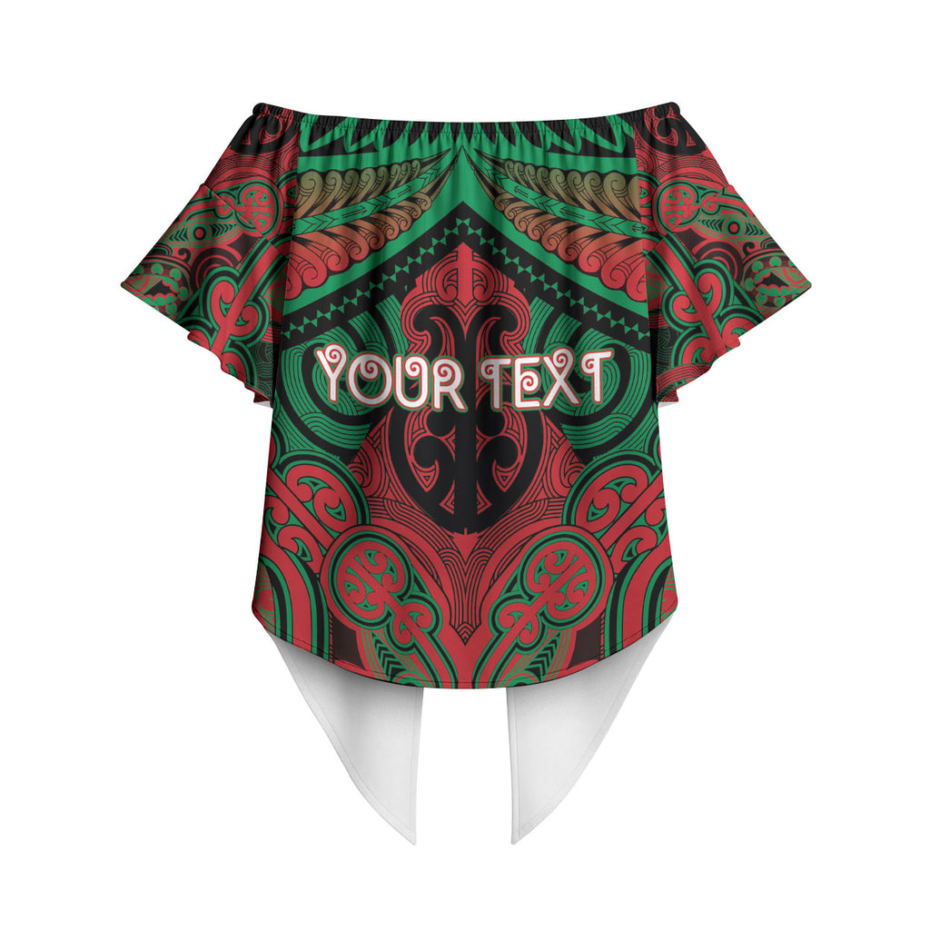 Aotearoa Iwi Ngati Hine Personalised Off Shoulder Wrap Waist Top Maori Kowhaiwhai Pattern