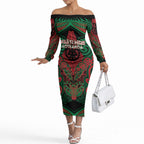 Aotearoa Iwi Ngati Hine Personalised Off The Shoulder Long Sleeve Dress Maori Kowhaiwhai Pattern