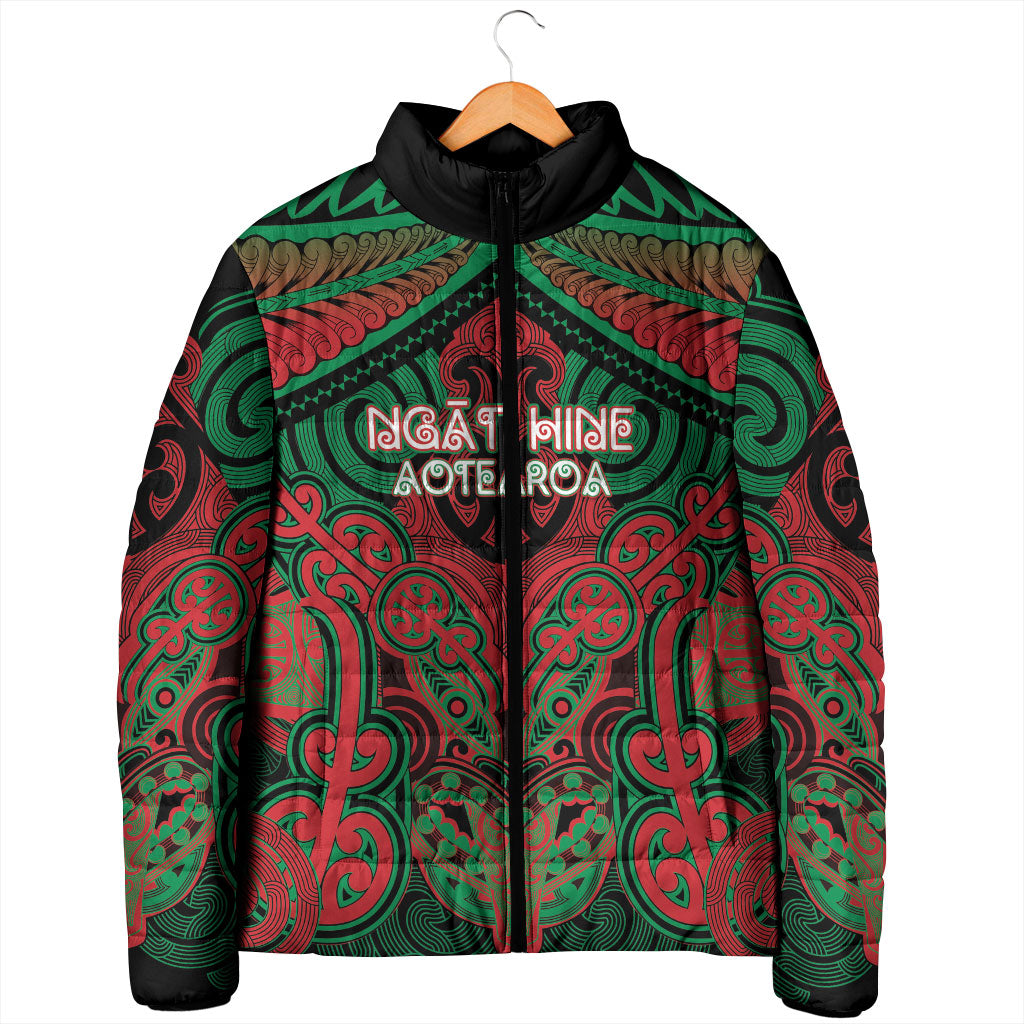 Aotearoa Iwi Ngati Hine Personalised Padded Jacket Maori Kowhaiwhai Pattern