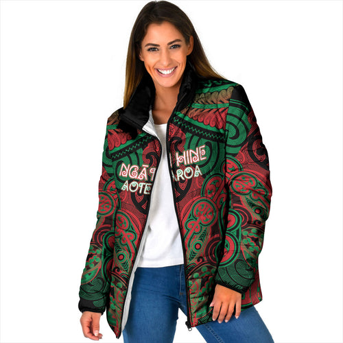 Aotearoa Iwi Ngati Hine Personalised Padded Jacket Maori Kowhaiwhai Pattern