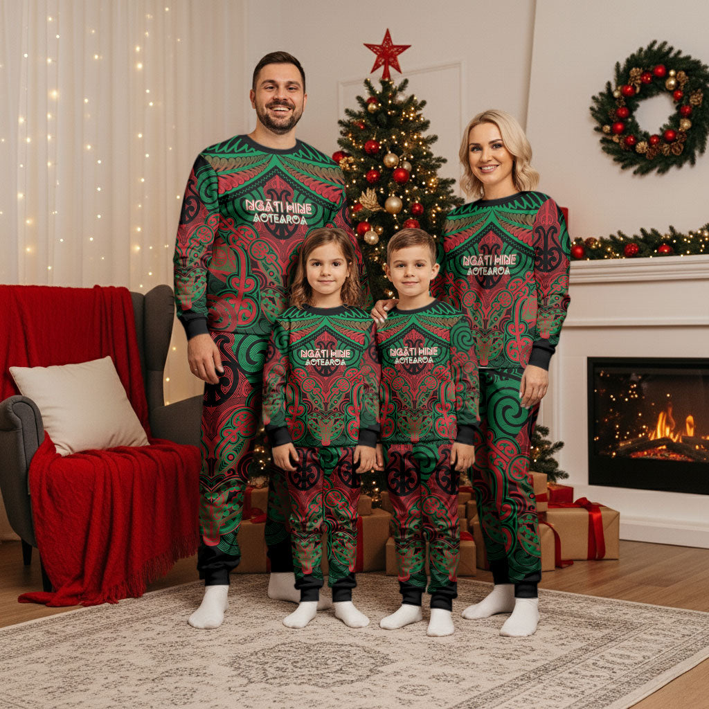 Aotearoa Iwi Ngati Hine Personalised Christmas Pajama Set Maori Kowhaiwhai Pattern