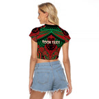 Aotearoa Iwi Ngati Hine Personalised Raglan Cropped T Shirt Maori Kowhaiwhai Pattern
