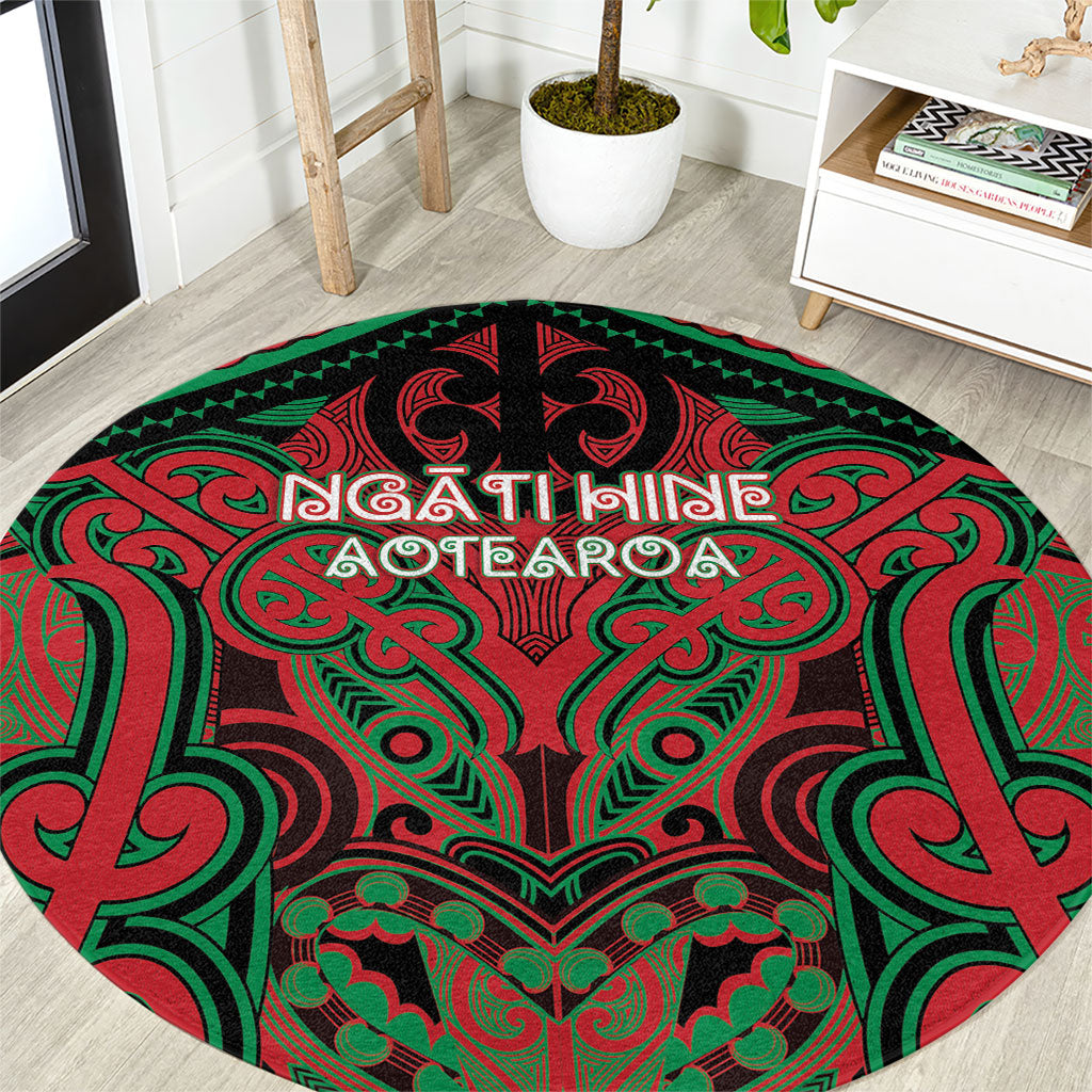 Aotearoa Iwi Ngati Hine Round Carpet Maori Kowhaiwhai Pattern
