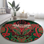 Aotearoa Iwi Ngati Hine Round Carpet Maori Kowhaiwhai Pattern
