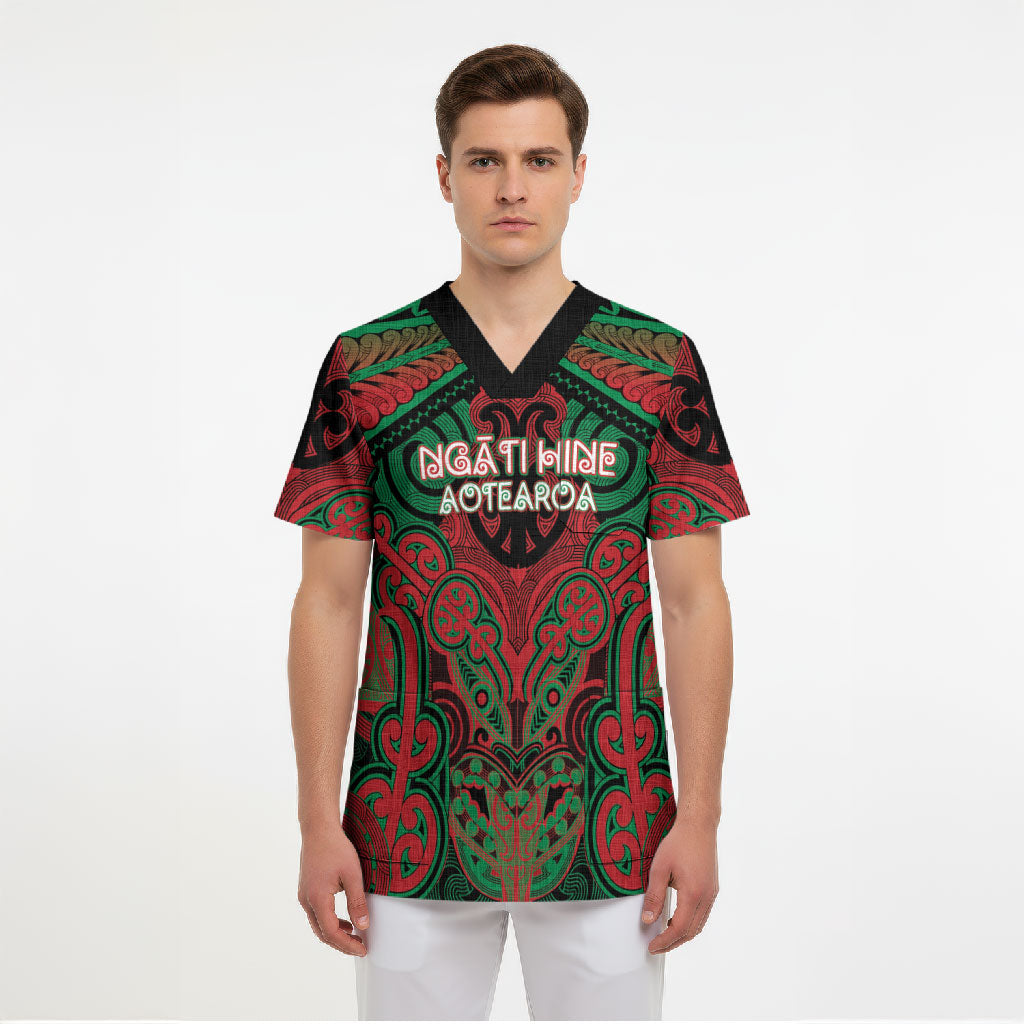 Aotearoa Iwi Ngati Hine Personalised Scrub Top Maori Kowhaiwhai Pattern