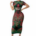 Aotearoa Iwi Ngati Hine Personalised Short Sleeve Bodycon Dress Maori Kowhaiwhai Pattern