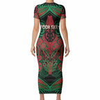Aotearoa Iwi Ngati Hine Personalised Short Sleeve Bodycon Dress Maori Kowhaiwhai Pattern