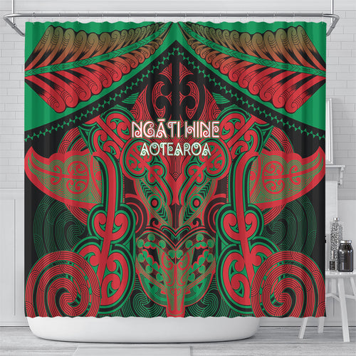 Aotearoa Iwi Ngati Hine Shower Curtain Maori Kowhaiwhai Pattern