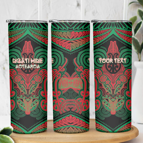 Aotearoa Iwi Ngati Hine Personalised Skinny Tumbler Maori Kowhaiwhai Pattern