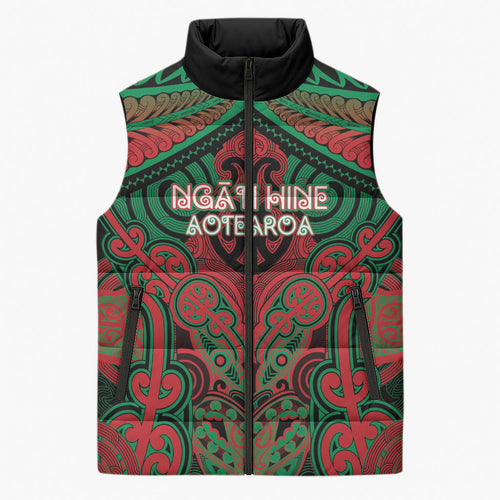 Aotearoa Iwi Ngati Hine Personalised Sleeveless Puffer Jacket Maori Kowhaiwhai Pattern