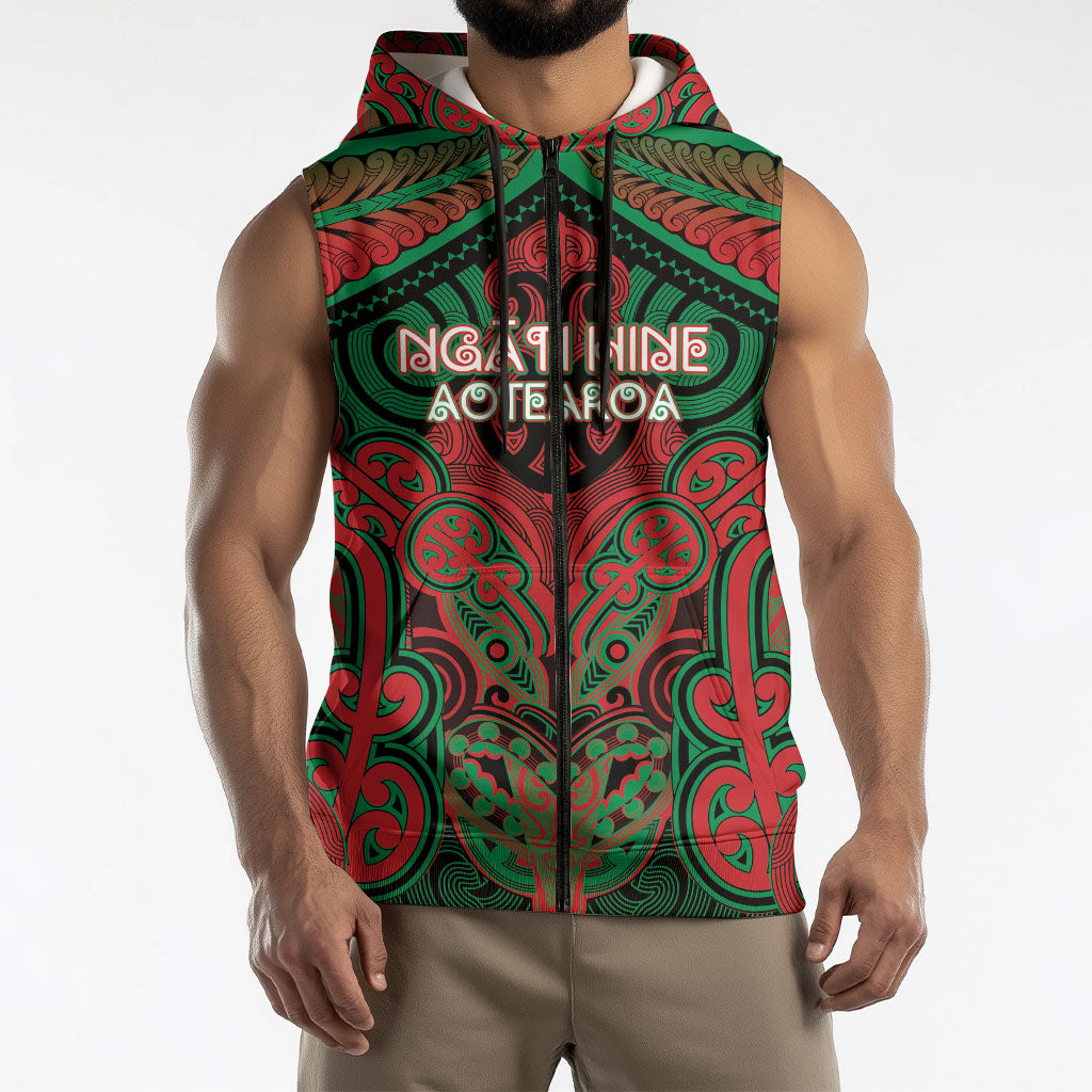 Aotearoa Iwi Ngati Hine Personalised Sleeveless Zip Hoodie Maori Kowhaiwhai Pattern