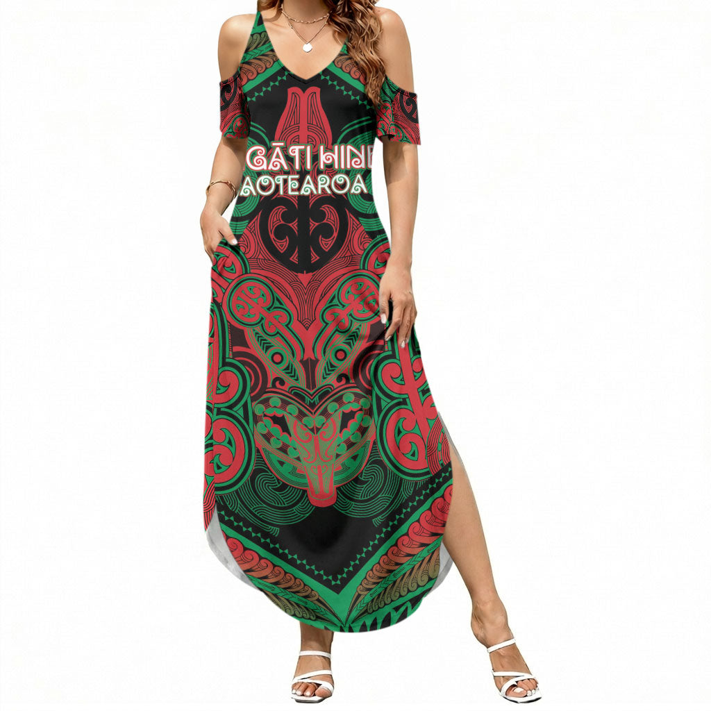 Aotearoa Iwi Ngati Hine Personalised Summer Maxi Dress Maori Kowhaiwhai Pattern