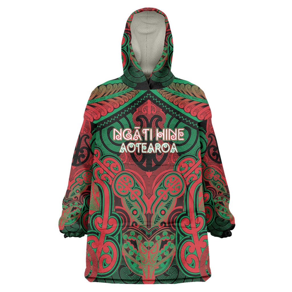 Aotearoa Iwi Ngati Hine Personalised Wearable Blanket Hoodie Maori Kowhaiwhai Pattern