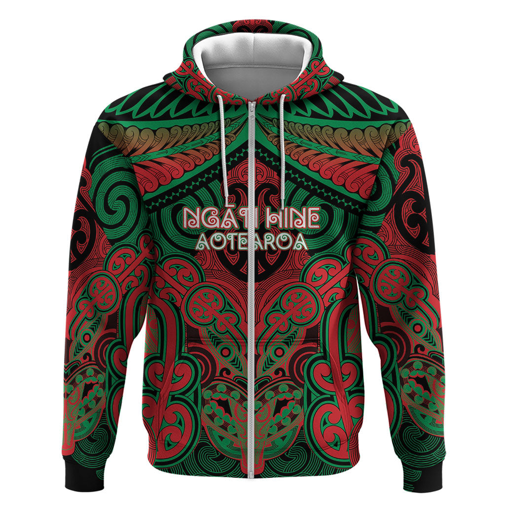 Aotearoa Iwi Ngati Hine Personalised Zip Hoodie Maori Kowhaiwhai Pattern