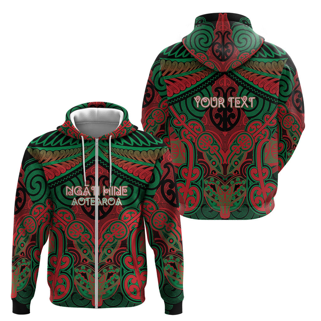 Aotearoa Iwi Ngati Hine Personalised Zip Hoodie Maori Kowhaiwhai Pattern
