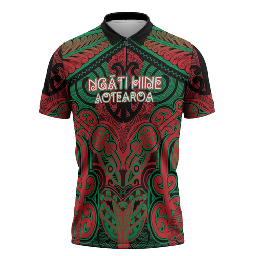 Aotearoa Iwi Ngati Hine Personalised Zipper Polo Shirt Maori Kowhaiwhai Pattern