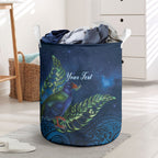New Zealand Takahe Personalised Laundry Basket Silver Fern Galaxy Polynesian Pattern