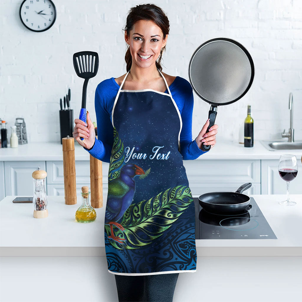 New Zealand Takahe Personalised Apron Silver Fern Galaxy Polynesian Pattern