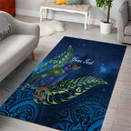 New Zealand Takahe Personalised Area Rug Silver Fern Galaxy Polynesian Pattern