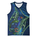 New Zealand Takahe Personalised Basketball Jersey Silver Fern Galaxy Polynesian Pattern