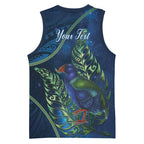 New Zealand Takahe Personalised Basketball Jersey Silver Fern Galaxy Polynesian Pattern