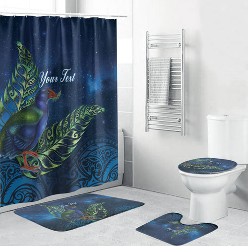 New Zealand Takahe Personalised Bathroom Set Silver Fern Galaxy Polynesian Pattern