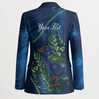 New Zealand Takahe Personalised Blazer Silver Fern Galaxy Polynesian Pattern