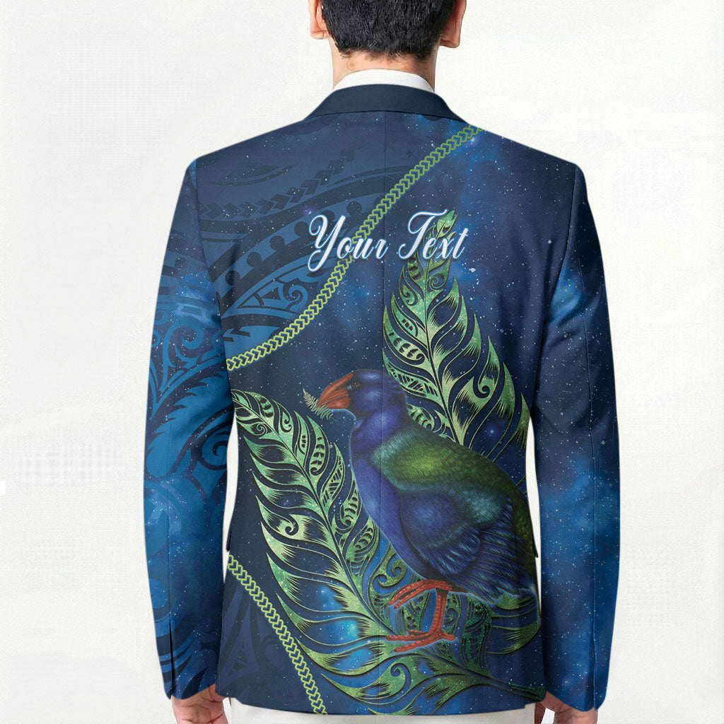New Zealand Takahe Personalised Blazer Silver Fern Galaxy Polynesian Pattern