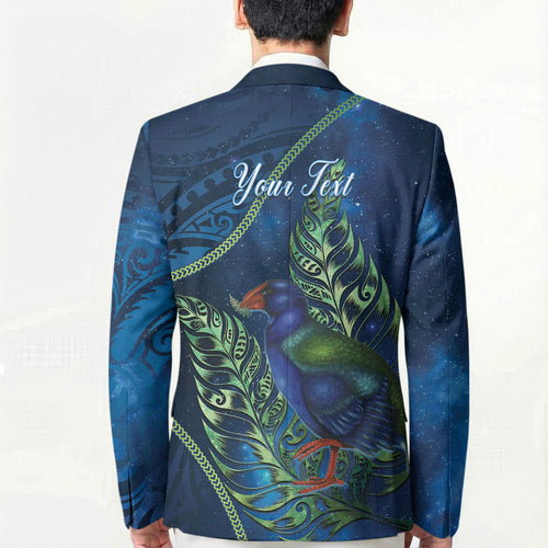 New Zealand Takahe Personalised Blazer Silver Fern Galaxy Polynesian Pattern
