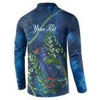 New Zealand Takahe Personalised Button Sweatshirt Silver Fern Galaxy Polynesian Pattern