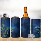 New Zealand Takahe Personalised 4 in 1 Can Cooler Tumbler Silver Fern Galaxy Polynesian Pattern