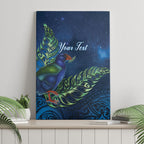 New Zealand Takahe Personalised Canvas Wall Art Silver Fern Galaxy Polynesian Pattern