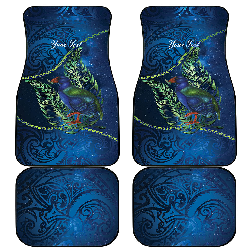 New Zealand Takahe Personalised Car Mats Silver Fern Galaxy Polynesian Pattern