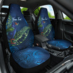 New Zealand Takahe Personalised Car Seat Cover Silver Fern Galaxy Polynesian Pattern