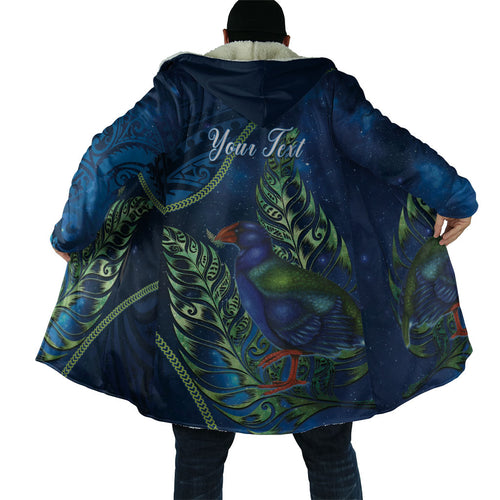 New Zealand Takahe Personalised Cloak Silver Fern Galaxy Polynesian Pattern