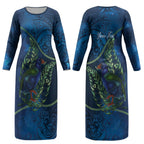New Zealand Takahe Personalised Couples Matching Long Sleeve Bodycon Dress and Hawaiian Shirt Silver Fern Galaxy Polynesian Pattern LT22