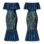 New Zealand Takahe Personalised Couples Matching Mermaid Dress and Hawaiian Shirt Silver Fern Galaxy Polynesian Pattern LT22