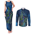 New Zealand Takahe Personalised Couples Matching Tank Maxi Dress and Long Sleeve Button Shirt Silver Fern Galaxy Polynesian Pattern