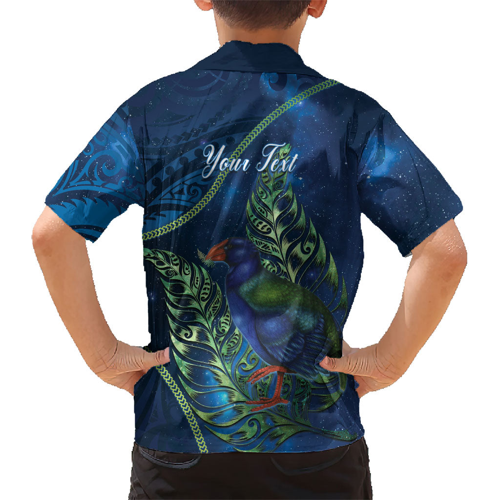 New Zealand Takahe Personalised Family Matching Mermaid Dress and Hawaiian Shirt Silver Fern Galaxy Polynesian Pattern