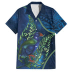 New Zealand Takahe Personalised Family Matching Off Shoulder Maxi Dress and Hawaiian Shirt Silver Fern Galaxy Polynesian Pattern