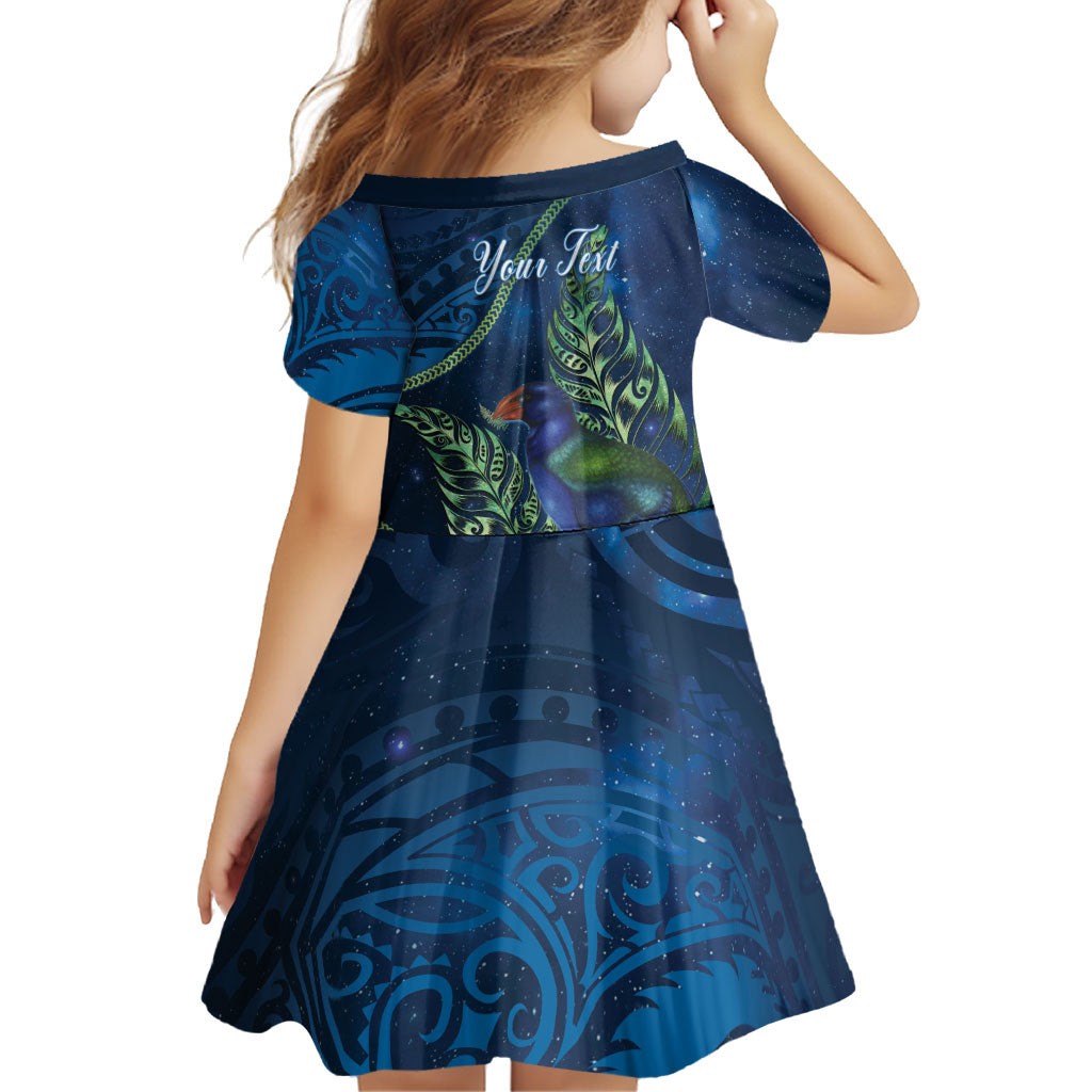 New Zealand Takahe Personalised Family Matching Off Shoulder Short Dress and Hawaiian Shirt Silver Fern Galaxy Polynesian Pattern