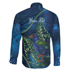 New Zealand Takahe Personalised Family Matching Short Sleeve Bodycon Dress and Hawaiian Shirt Silver Fern Galaxy Polynesian Pattern