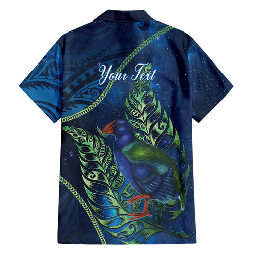 New Zealand Takahe Personalised Family Matching Tank Maxi Dress and Hawaiian Shirt Silver Fern Galaxy Polynesian Pattern