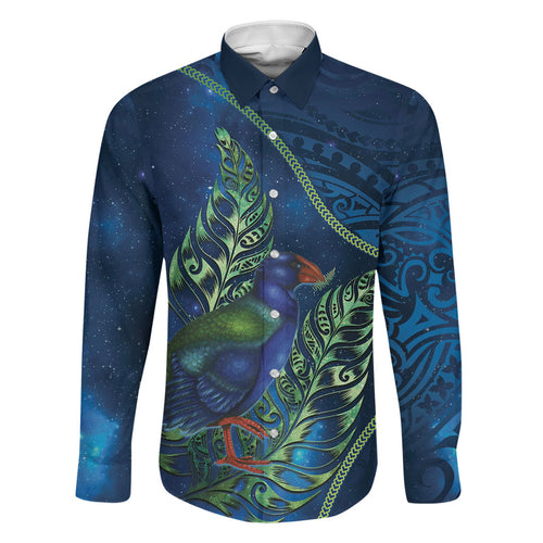New Zealand Takahe Personalised Family Matching Tank Maxi Dress and Hawaiian Shirt Silver Fern Galaxy Polynesian Pattern