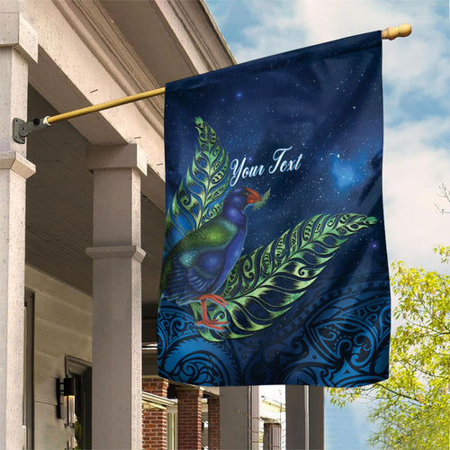New Zealand Takahe Personalised Garden Flag Silver Fern Galaxy Polynesian Pattern