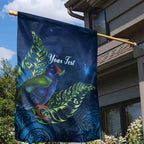 New Zealand Takahe Personalised Garden Flag Silver Fern Galaxy Polynesian Pattern