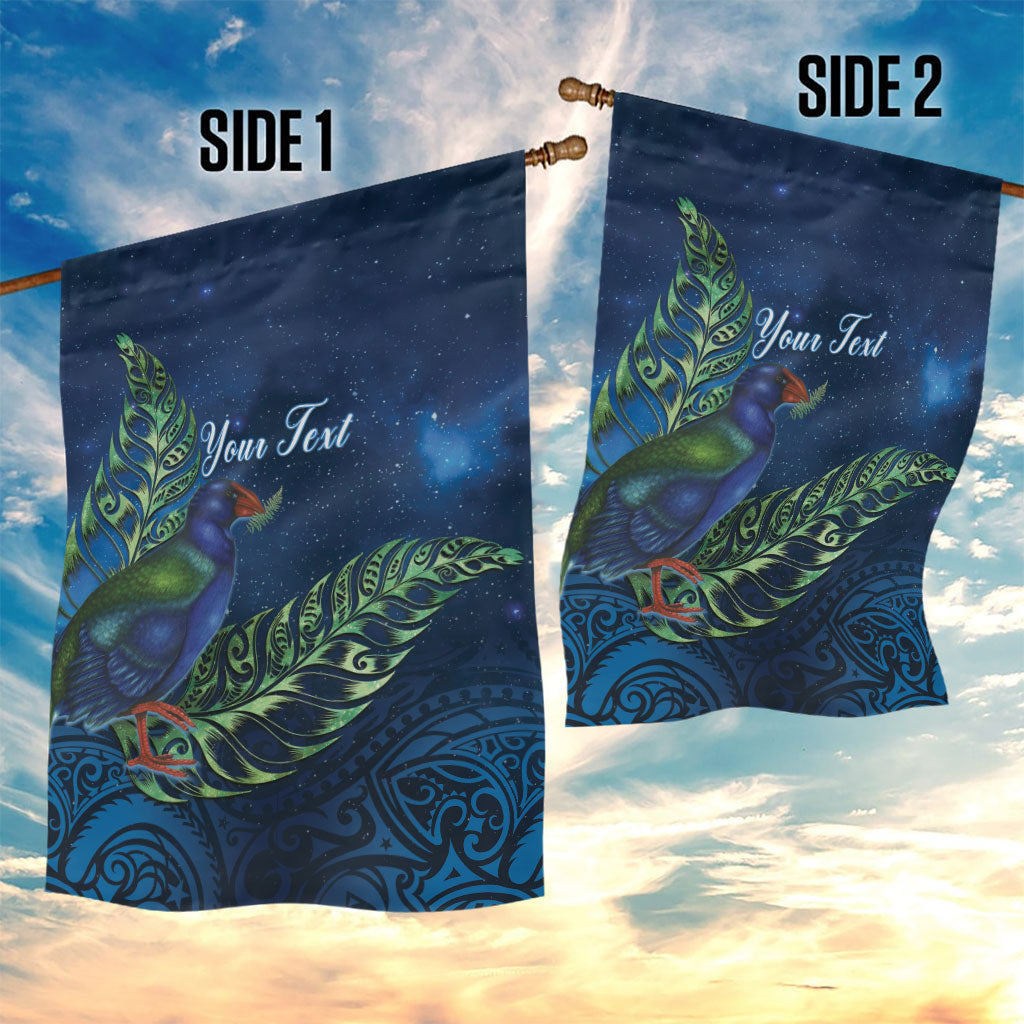 New Zealand Takahe Personalised Garden Flag Silver Fern Galaxy Polynesian Pattern