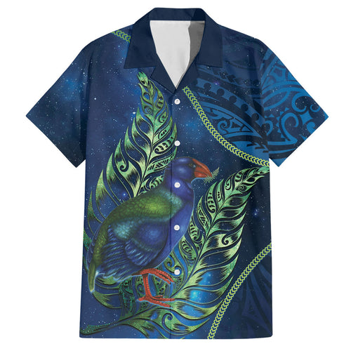 New Zealand Takahe Personalised Hawaiian Shirt Silver Fern Galaxy Polynesian Pattern